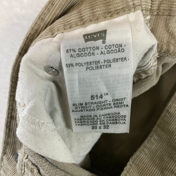 Levi's 514 Men's Slim Straight Beige Corduroy Shorts 30x32 - Picture 6 of 9